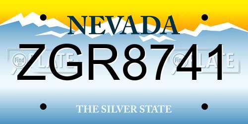 ZGR8741 Nevada License Plate