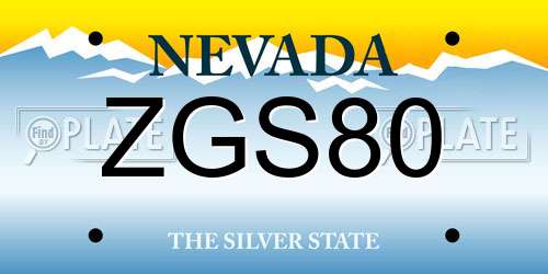 ZGS80 Nevada License Plate
