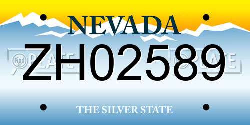 ZH02589 Nevada License Plate