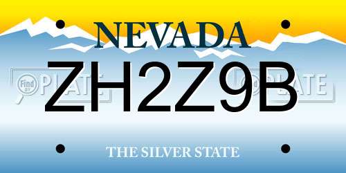 ZH2Z9B Nevada License Plate