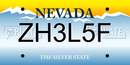 ZH3L5F Nevada License Plate