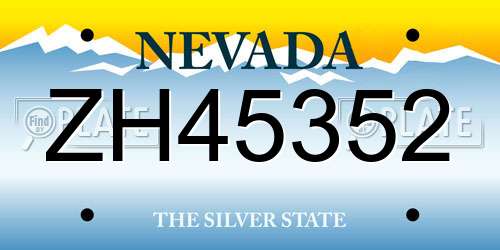 ZH45352 Nevada License Plate