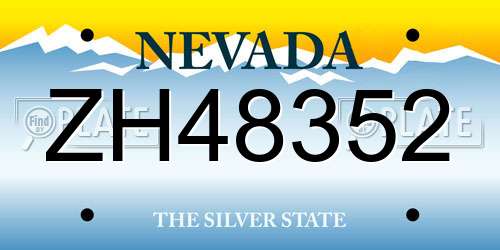 ZH48352 Nevada License Plate