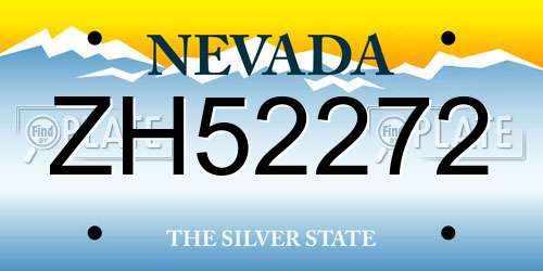 ZH52272 Nevada License Plate