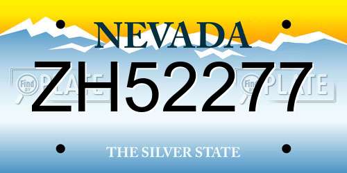 ZH52277 Nevada License Plate