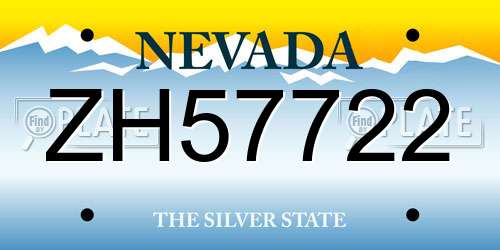 ZH57722 Nevada License Plate