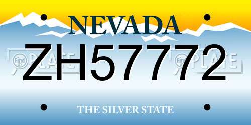 ZH57772 Nevada License Plate