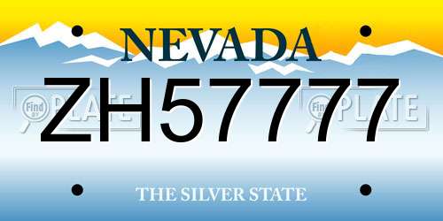 ZH57777 Nevada License Plate