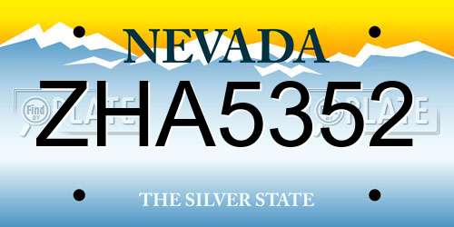 ZHA5352 Nevada License Plate