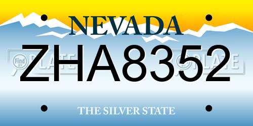 ZHA8352 Nevada License Plate