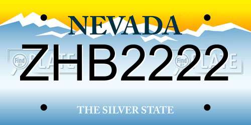 ZHB2222 Nevada License Plate