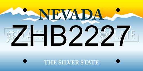 ZHB2227 Nevada License Plate