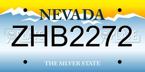 ZHB2272 Nevada License Plate