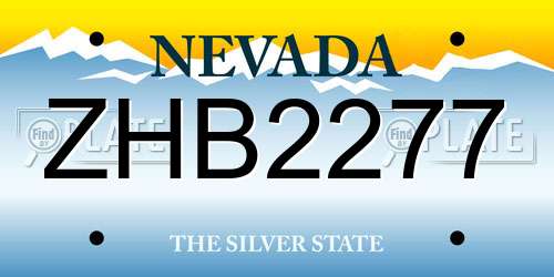 ZHB2277 Nevada License Plate