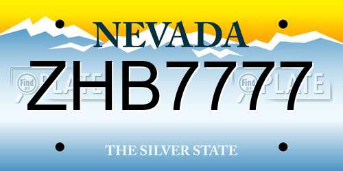 ZHB7777 Nevada License Plate