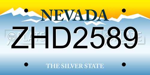 ZHD2589 Nevada License Plate