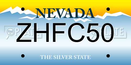 ZHFC50 Nevada License Plate