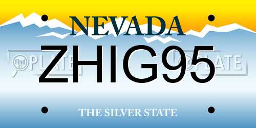 ZHIG95 Nevada License Plate