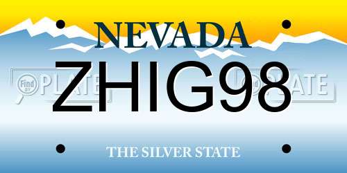 ZHIG98 Nevada License Plate