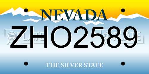 ZHO2589 Nevada License Plate
