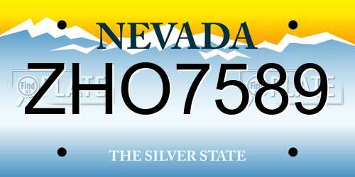 ZHO7589 Nevada License Plate