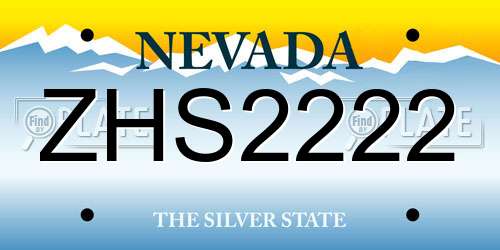ZHS2222 Nevada License Plate