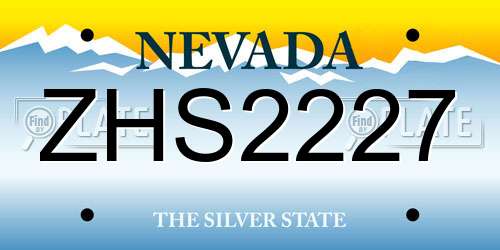 ZHS2227 Nevada License Plate