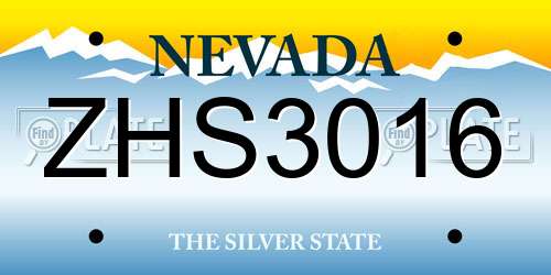 ZHS3016 Nevada License Plate