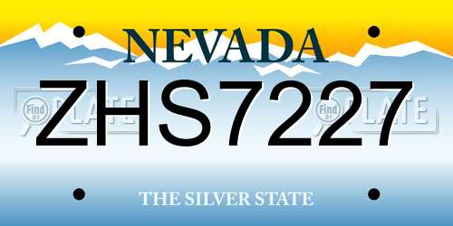 ZHS7227 Nevada License Plate