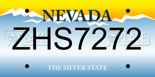 ZHS7272 Nevada License Plate