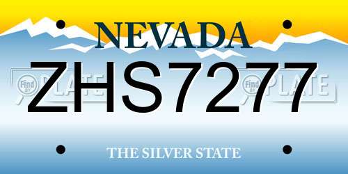 ZHS7277 Nevada License Plate