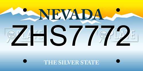 ZHS7772 Nevada License Plate