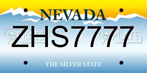 ZHS7777 Nevada License Plate