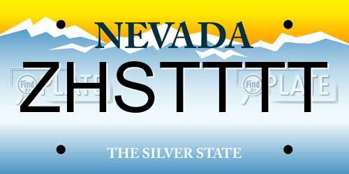 ZHSTTTT Nevada License Plate