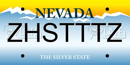 ZHSTTTZ Nevada License Plate