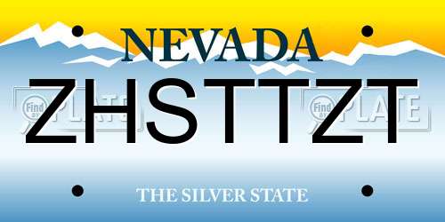 ZHSTTZT Nevada License Plate