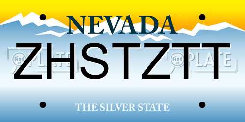 ZHSTZTT Nevada License Plate