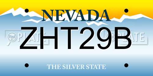 ZHT29B Nevada License Plate