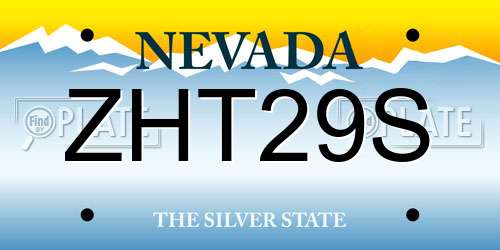 ZHT29S Nevada License Plate