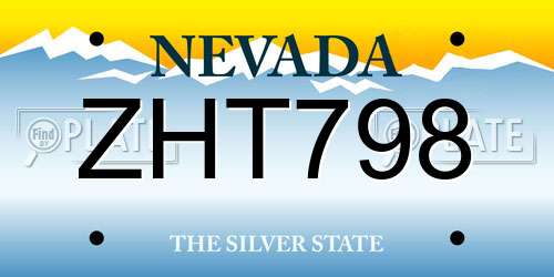 ZHT798 Nevada License Plate
