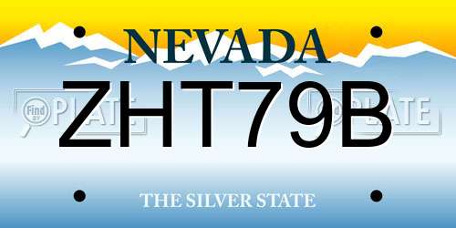 ZHT79B Nevada License Plate