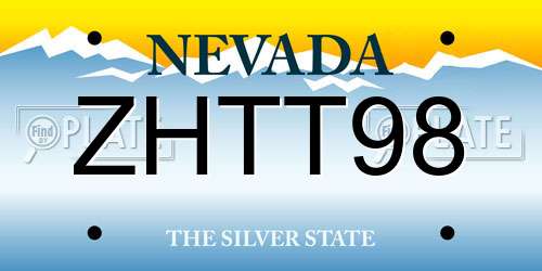 ZHTT98 Nevada License Plate