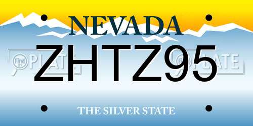 ZHTZ95 Nevada License Plate