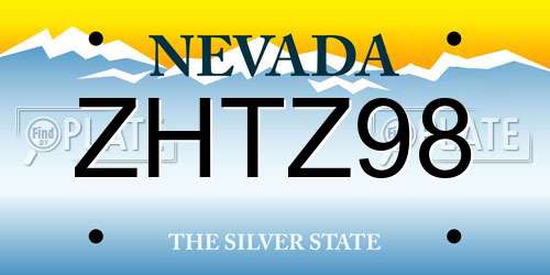 ZHTZ98 Nevada License Plate