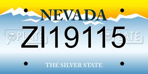 ZI19115 Nevada License Plate