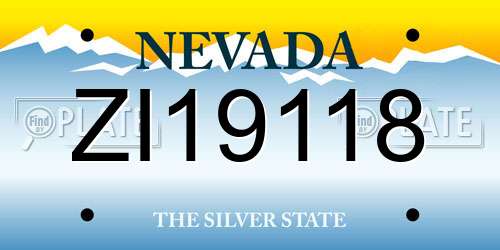 ZI19118 Nevada License Plate