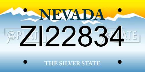 ZI22834 Nevada License Plate