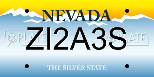 ZI2A3S Nevada License Plate