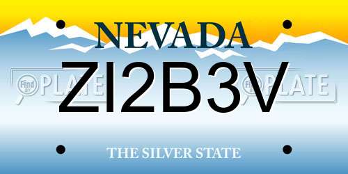 ZI2B3V Nevada License Plate