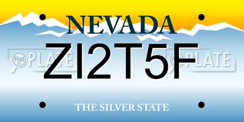 ZI2T5F Nevada License Plate